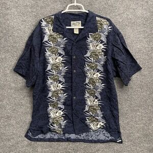 Big Dogs Hawaiian Shirt Men's L Short Sleeve Button Up Rayon Play To Win Blue